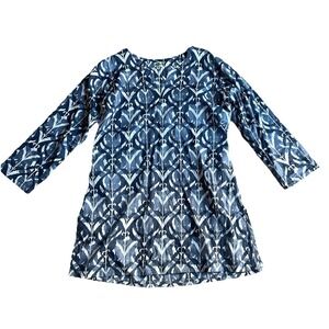 Dolma Addison Tunic Navy Small Lightweight Cover-up Side Split Blouse
